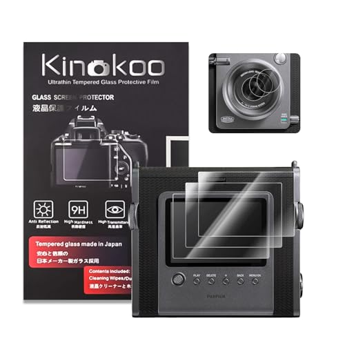 kinokoo Displayschutzfolie für instax Wide EVO Kamera, 0.25mm 9H Härte Gehärtetes Temperglas Film für Fuji Wide EVO mit Soft PET Objektiv Film Anti-Kratzer, Blasenfrei (3+3 Packungen) von kinokoo