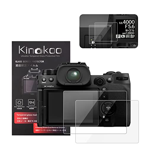 kinokoo Fuji XH2S/XH2 Displayschutzfolie + weiche Haustier-Folie – 0,25 mm Härtegrad 9H gehärtetes Glas für Fuji X-H2S/XH2S/XH2 Digitalkamera, blasenfrei/kratzfest, 2 Stück von kinokoo