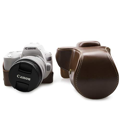 kinokoo Kameratasche PU Leder Cover kompatibel für Canon EOS 200D/Rebel SL2/EOS Kiss X9 und 18-55 mm Objektiv, Canon EOS Rebel SL3/EOS 250D/200D II Kameratasche (braun) von kinokoo
