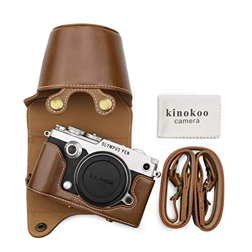 kinokoo Schutzhülle für Olympus PEN F mit 14-42 mm Objektiv-Kameratasche mit Schultergurt und Aufbewahrungstasche (braun) von kinokoo