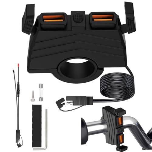 kinrguiyuez Motorrad-USB-Anschluss, Motorrad-Handy-Ladegerät, 3.0 Schnellladung, wasserdichter Adapter für elektronische Hunde, Lenker, Tankgabel kinrguiyuez Motorrad-USB-Anschluss, Motorrad-Handy-Ladegerät, 3.0 Schnellladung, wasserdichter Adapter für elektronische Hunde, Lenker, Tankgabel von kinrguiyuez