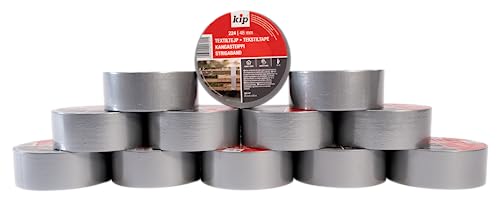 Kip 12 Rollen Tape 224-47 Steinband – Wasserabweisendes Gewebeband aus PE für Putz und Stein – Panzertape für den Gebrauch drinnen und draußen – 48mm x 50m von kip