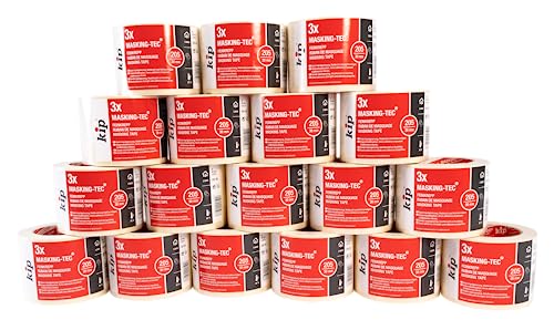 Kip 18 Pack Tape 205-98 Feinkrepp – Professionelles Malerkrepp – Imprägniertes Abdeckband zum Streichen & Lackieren – 3 Rollen je 30mm x 50m von kip