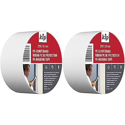 kip Tape 219-56 Schutzband – Professionelles Abklebeband aus PE für Kunststoffuntergründe – Malerband für saubere Kanten beim Streichen & Lackieren – 50mm x 33m (Packung mit 2) von kip