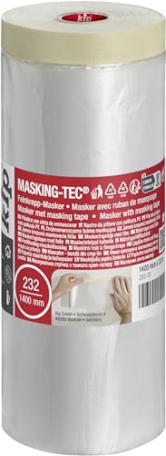 kip Tape 232-13 Feinkrepp-Masker – Abdeckfolie mit Kreppband zum Streichen & Lackieren – Schutz vor Farbflecken – 1400mm x 33m von kip