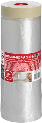 kip Tape 232-25 Feinkrepp-Masker – Abdeckfolie mit Kreppband zum Streichen & Lackieren – Schutz vor Farbflecken – 2600mm x 25m von kip