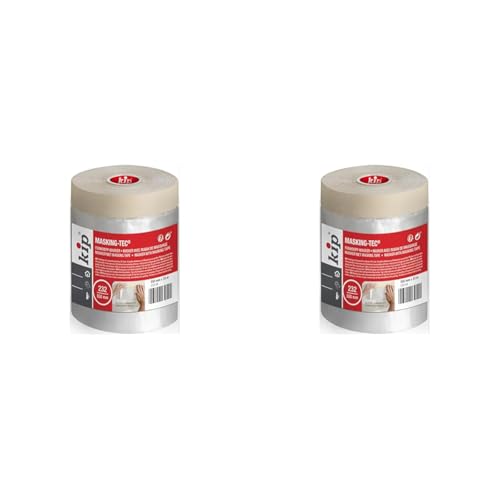 kip Tape 232-54 Feinkrepp-Masker – Abdeckfolie mit Kreppband zum Streichen & Lackieren – Schutz vor Farbflecken – 550mm x 33m (Packung mit 2) von kip