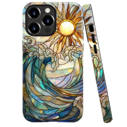 kiritfox Schutzhülle kompatibel mit iPhone 13 Pro Max, glänzende Hybrid-Hartschale, 2-lagig, stoßfest, weich für Mädchen und Frauen, Meereswelle, Sonne, Buntglas kiritfox Schutzhülle kompatibel mit iPhone 13 Pro Max, glänzende Hybrid-Hartschale, 2-lagig, stoßfest, weich für Mädchen und Frauen, Meereswelle, Sonne, Buntglas von kiritfox