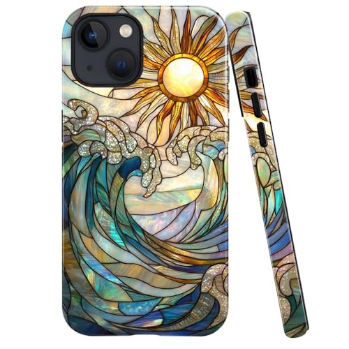 kiritfox Schutzhülle kompatibel mit iPhone 15 Plus, glänzende Hybrid-Hartschale, 2-lagig, stoßfest, weich für Mädchen und Frauen, Meereswelle, Sonne, Buntglas kiritfox Schutzhülle kompatibel mit iPhone 15 Plus, glänzende Hybrid-Hartschale, 2-lagig, stoßfest, weich für Mädchen und Frauen, Meereswelle, Sonne, Buntglas von kiritfox