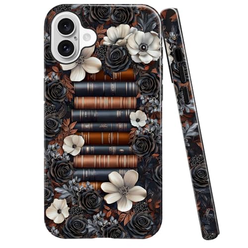 kiritfox Schutzhülle kompatibel mit iPhone 16 Plus, glänzende Hybrid-Hartschale, 2-lagig, stoßfest, weich für Mädchen und Frauen, Buchblumen, Retro-Stil kiritfox Schutzhülle kompatibel mit iPhone 16 Plus, glänzende Hybrid-Hartschale, 2-lagig, stoßfest, weich für Mädchen und Frauen, Buchblumen, Retro-Stil von kiritfox