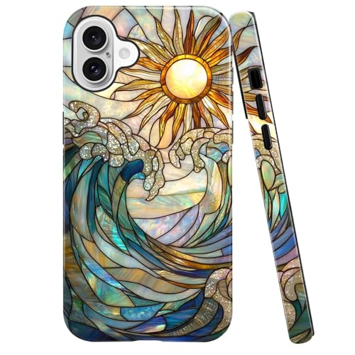 kiritfox Schutzhülle kompatibel mit iPhone 16 Plus, glänzende Hybrid-Hartschale, 2-lagig, stoßfest, weich für Mädchen und Frauen, Meereswelle, Sonne, Buntglas kiritfox Schutzhülle kompatibel mit iPhone 16 Plus, glänzende Hybrid-Hartschale, 2-lagig, stoßfest, weich für Mädchen und Frauen, Meereswelle, Sonne, Buntglas von kiritfox