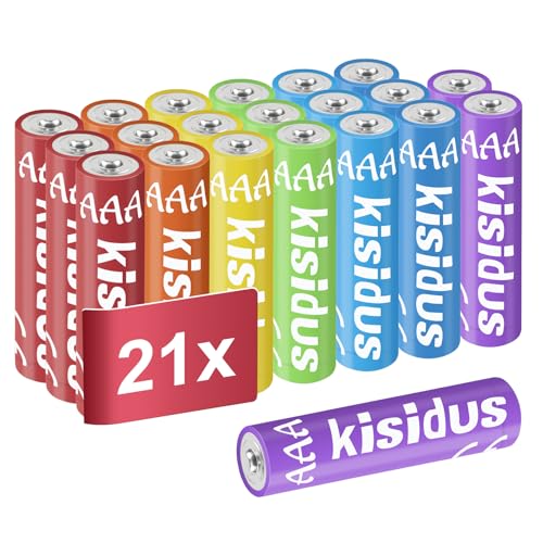 kisidus AAA Batterien 21er Pack, Bunte Alkaline Batterien, LR03 1,5V, ideal für Spielzeug, Funkmaus, Taschenlampen und Haushalt kisidus AAA Batterien 21er Pack, Bunte Alkaline Batterien, LR03 1,5V, ideal für Spielzeug, Funkmaus, Taschenlampen und Haushalt von kisidus