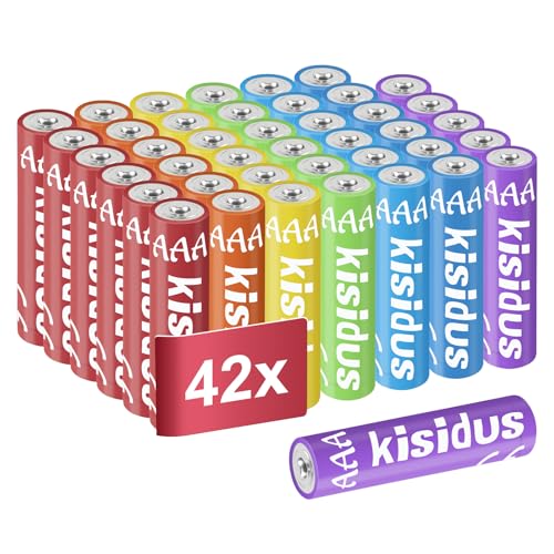 kisidus AAA Batterien 42er Pack, Bunte Alkaline Batterien, LR03 1,5V, ideal für Spielzeug, Funkmaus, Taschenlampen und Haushalt kisidus AAA Batterien 42er Pack, Bunte Alkaline Batterien, LR03 1,5V, ideal für Spielzeug, Funkmaus, Taschenlampen und Haushalt von kisidus