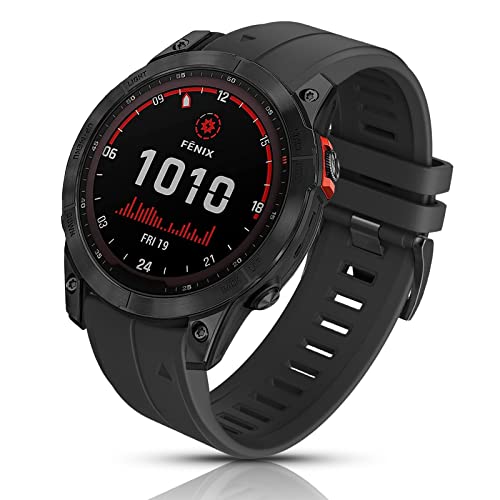 Armband für Garmin Fenix 6X /Fenix 6X Pro/Fenix 7X/Fenix 5X /Fenix 5X Plus/Fenix 3 /Fenix 3 HR, 26mm Breite Silikon Estrazarmband Quick-Fit Uhrenarmband für Garmin smartwatch (Schwarz-2) von kitway-my