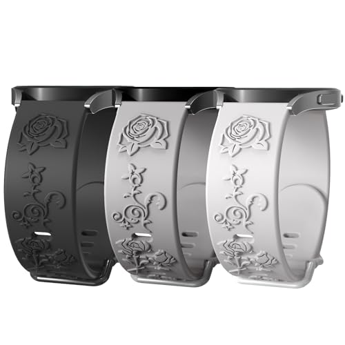 Floral Galaxy Armband - Kompatibel für Samsung Watch 6/5/4/3 Band,6/4 Classic,Galxy 5 Pro,Gear S3/S2,20mm & 22mm Galaxy Bänder für 47 46 45 44 43 42 41 40mm (22mm, Black+Grey+White) von kitway-my