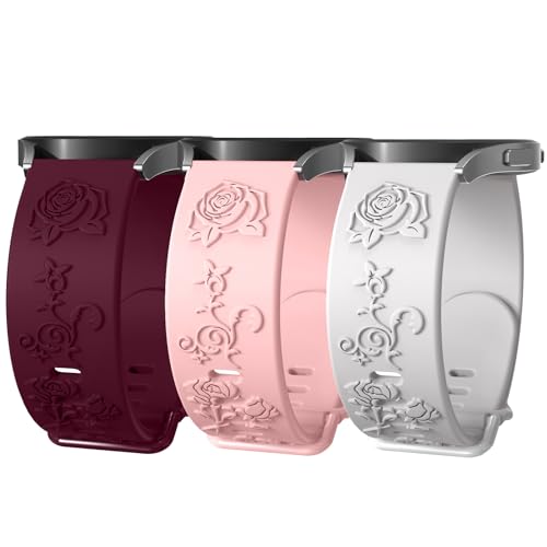 Floral Galaxy Armband - Kompatibel für Samsung Watch 6/5/4/3 Band,6/4 Classic,Galxy 5 Pro,Gear S3/S2,20mm & 22mm Galaxy Bänder für 47 46 45 44 43 42 41 40mm (22mm, Winered+Pink+White) von kitway-my