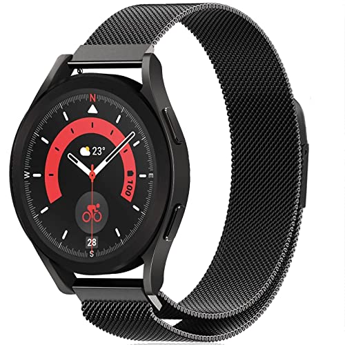 Kitway Kompatibel Samsung Galaxy Watch 4 Classic Armband 46mm/42mm,Watch 4 40/44mm Armband,Galaxy Watch Active 2 40mm 44mm Armband Metall Frauen Männer, 20mm Metallarmband Edelstahl für Männer Schwarz von kitway-my