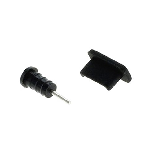 kj-vertrieb Staubschutz-Kappen Set für USB-C und Kopfhörerbuchse - schwarz von kj-vertrieb