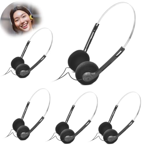 kkiuop Leichte Retro-Kopfhörer, Hi-Fi-Stereo-Kopfhörer, Mini-Stereo-Kopfhörer mit Kabel, verstellbares Kopfband, Walkman-Kopfhörer, für die meisten Handys, Wiedergabe von Pevices Kopfhörern von kkiuop