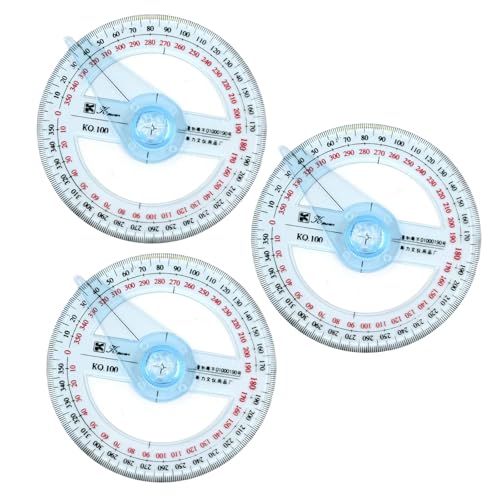Winkelmesser, 10 cm, Kunststoff, Winkelmesser, Winkelmesser, 360°-Lineal, Messwerkzeug für Studenten, Zeichnen, Messen, 3 Stück Winkelmesser, 10 cm, Kunststoff, Winkelmesser, Winkelmesser, 360°-Lineal, Messwerkzeug für Studenten, Zeichnen, Messen, 3 Stück von klahh