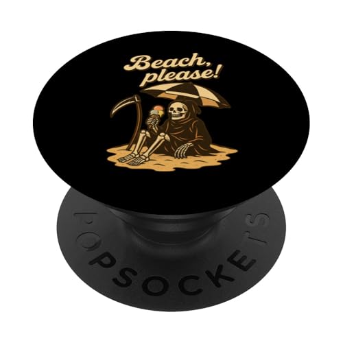 Beach, please! – Sensenmann im Urlaubsmodus PopSockets Klebender PopGrip von klamottn
