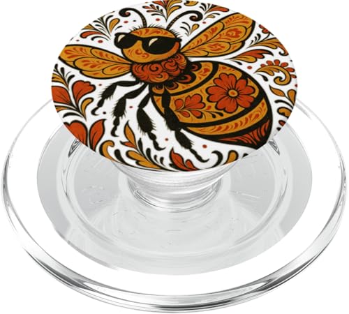 Coole Biene im Blumenflow PopSockets PopGrip für MagSafe von klamottn
