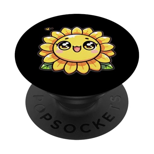Kawaii Sonnenblume mit großen Glubschaugen PopSockets Klebender PopGrip von klamottn