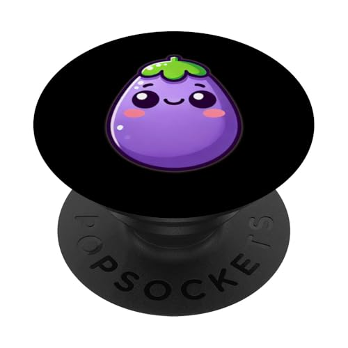 Süße Aubergine mit Kulleraugen PopSockets Klebender PopGrip von klamottn