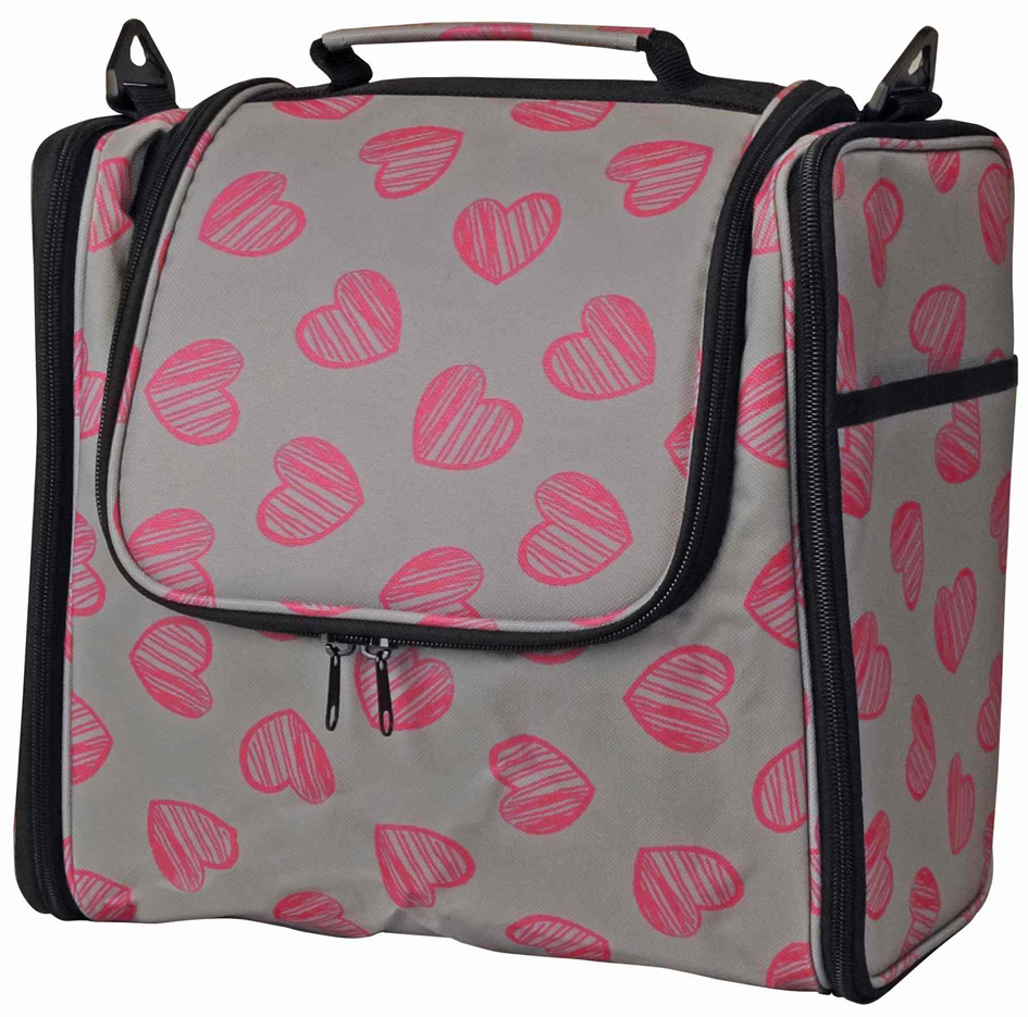 KLEIBER Garn- & Strickzubehör-Tasche , Herzen, , grau/pink von kleiber