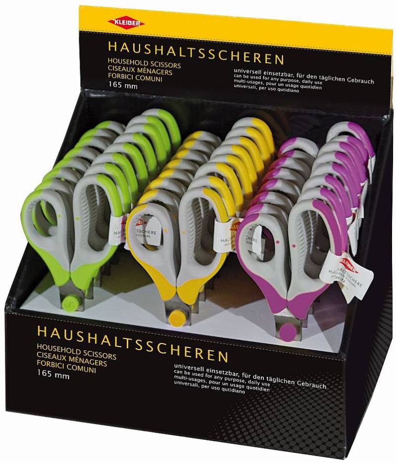 KLEIBER Haushaltsscheren, rund, Länge: 165 mm, 24er Display von kleiber
