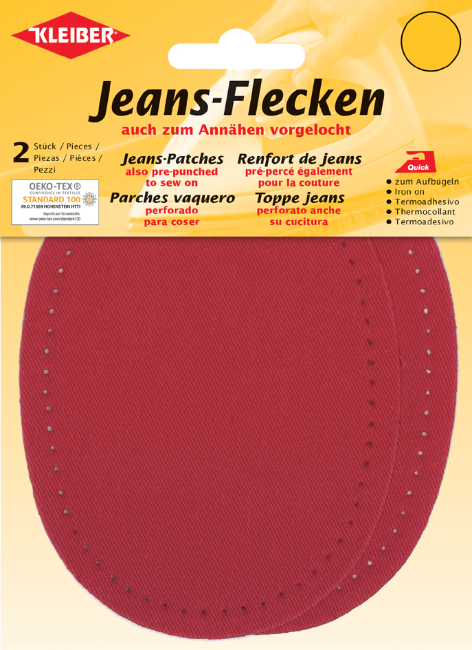KLEIBER Jeans-Bügelflecken oval, 130 x 100 mm, rot von kleiber