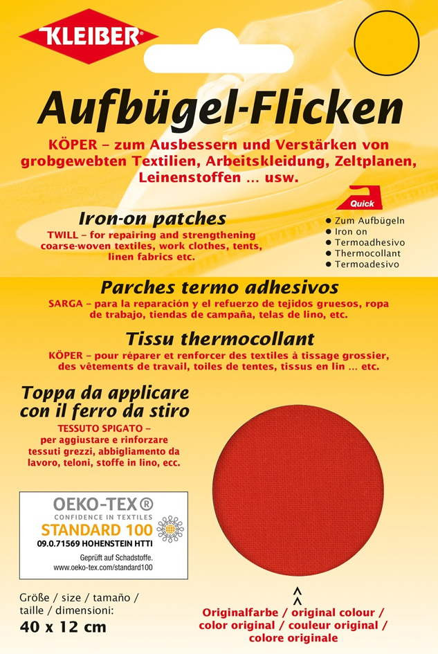 KLEIBER Köper-Aufbügel-Flicken, 400 x 120 mm, rot von kleiber