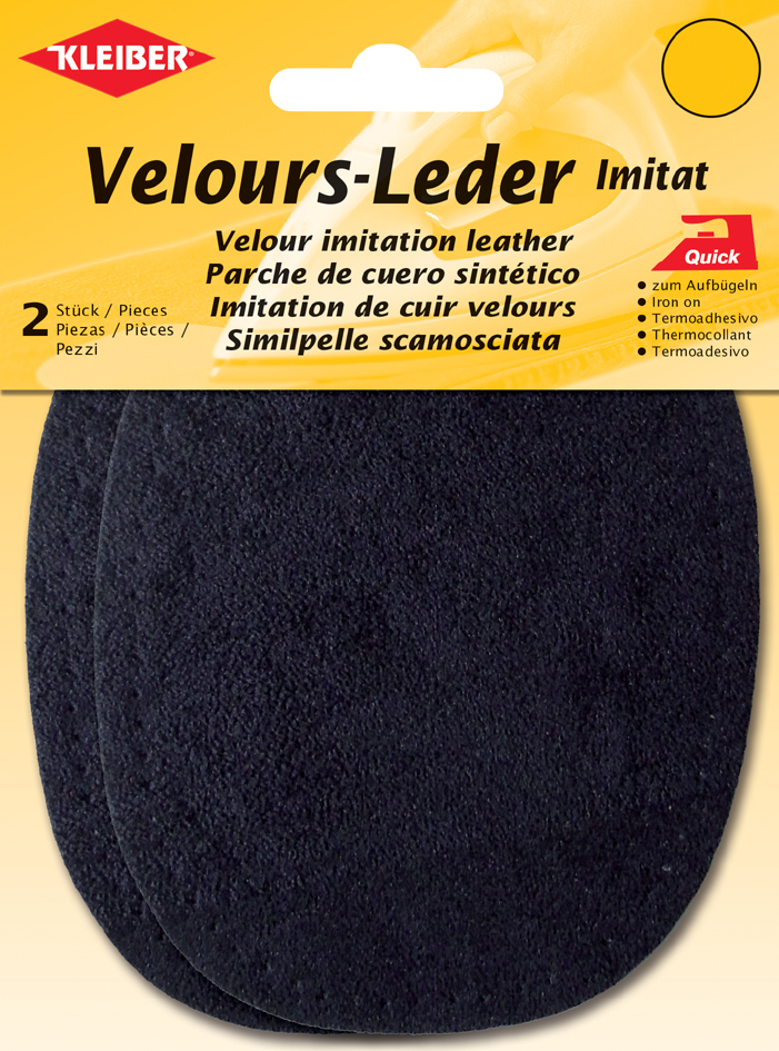 KLEIBER Velour-Aufbügelflecken oval, 100 x 130 mm,dunkelblau von kleiber