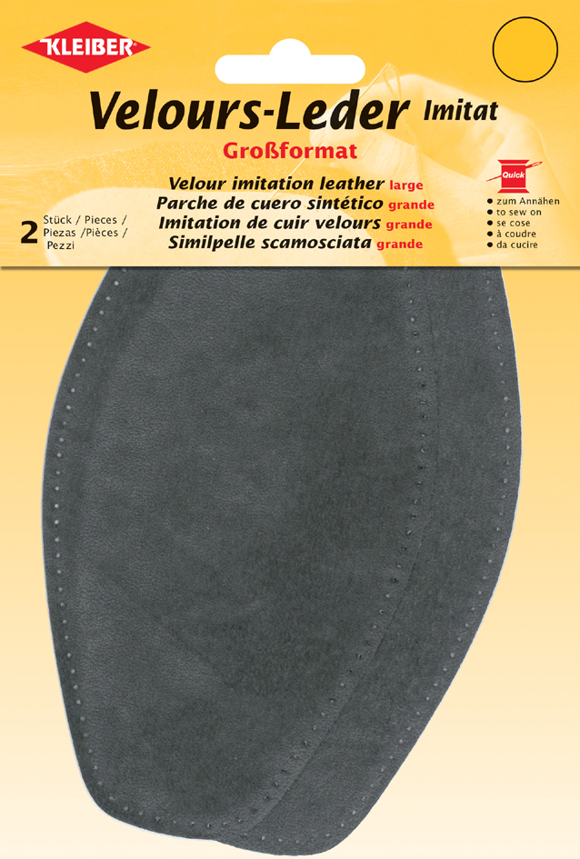 KLEIBER Velour-Leder-Imitat, 95 x 185 mm, mittelgrau von kleiber