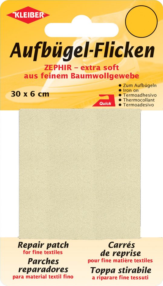 KLEIBER Zephir-Aufbügel-Flicken, 300 x 60 mm, creme von kleiber