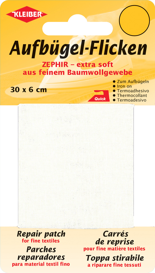 KLEIBER Zephir-Aufbügel-Flicken, 300 x 60 mm, weiß von kleiber