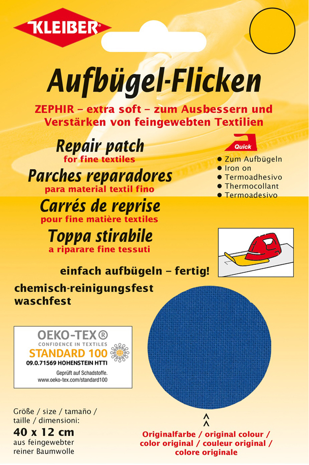 KLEIBER Zephir-Aufbügel-Flicken, 400 x 120 mm, mittelblau von kleiber