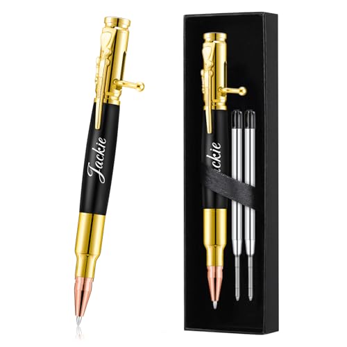 kodinsiivous Bolt Action Pen,Personalisierter Druckkugelschreiber, 1mm Metall Kugelschreiber mit 2 Auswechselbare Mine und 1 Geschenkbox,Business Büroschreibstift Vatertagsgeschenk(Gold) von kodinsiivous
