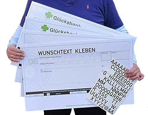 4 Stück XXL PR- Schecks 69 x 52 cm Spendenscheck Dekoscheck Europascheck mit 2,5cm KLEBEBUCHSTABEN SCHECK 4 Stück XXL PR- Schecks 69 x 52 cm Spendenscheck Dekoscheck Europascheck mit 2,5cm KLEBEBUCHSTABEN SCHECK von koenig-tom