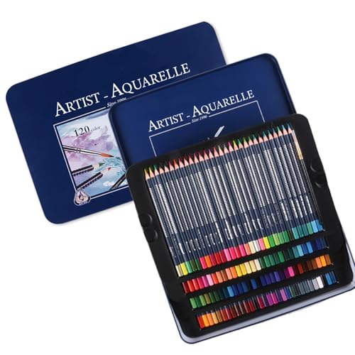 kokdid Aquarell-Malstifte-Set mit Metalletui, Buntstift mit feinem Pinsel, Künstler-Kunstzubehör zum Skizzieren, Ausmalen kokdid Aquarell-Malstifte-Set mit Metalletui, Buntstift mit feinem Pinsel, Künstler-Kunstzubehör zum Skizzieren, Ausmalen von kokdid