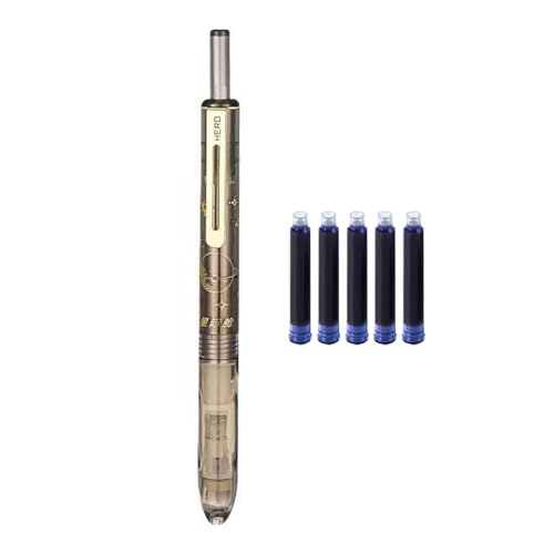 kokdid Einziehbarer Füllfederhalter mit 5 Tintenpatronen, 0,38 mm, Metall-Füllfederhalter, einziehbare Tinte, Stift zum Schreiben von Journaling kokdid Einziehbarer Füllfederhalter mit 5 Tintenpatronen, 0,38 mm, Metall-Füllfederhalter, einziehbare Tinte, Stift zum Schreiben von Journaling von kokdid