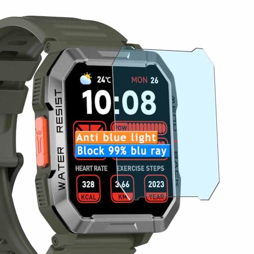 Vaxson 3 Stück Anti Blaulicht Schutzfolie, kompatibel mit Blackview W60 smartwatch smart watch, Display Bluelight folie folien Displayschutzfolie （ nicht Panzer Schutz Glas folie SchutzGlas ） von kompatibel mit Blackview W60 smart watch