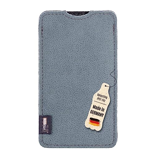 kontor28-Smartphone Hülle, Tasche passend für Apple iPhone 13/13 Pro, Slim-Fit Sleeve aus naturbelassenes Büffel Leder+Natur Wollfilz. Handgefertigt Made in Bayern, Arctic blau von kontor28