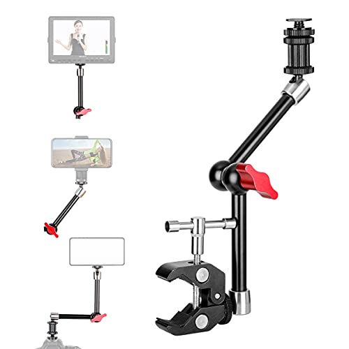 Koolehaoda Einstellbarer magischer Reibungsarm und große Klemme für DSLR- / spiegellose Kameras, Camcorder, LED-Licht, Blitzlicht (11 "Magic Arm Red) von koolehaoda
