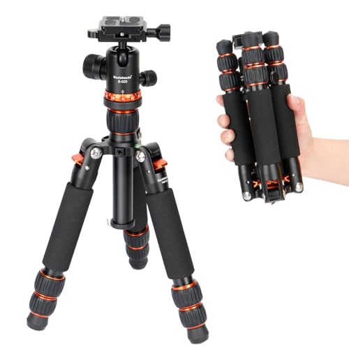 Koolehaoda Mini Stativ für Kamera Aluminium 63cm Tragbares Desktop Reisestativ mit 360° Kugelkopf 1/4" Arca Type QR Plate für DSLR Kamera Video Camcorder, Belastbar bis 10 kg – (Orange) von koolehaoda
