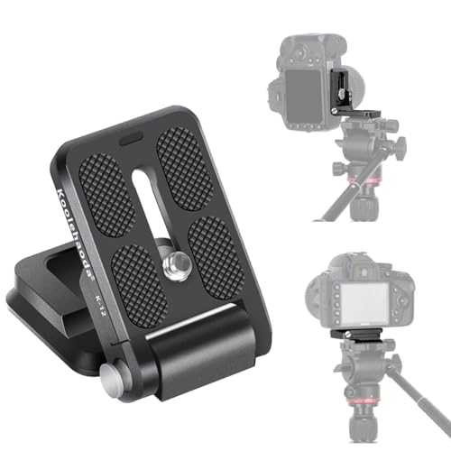 koolehaoda Faltbare L-förmige Schnellwechselplatte, Kamera, L-Halterung, vertikales horizontales Schalten mit 1/4" Schraube, Ersatz für Canon, Nikon, Sony, DSLR-Kamera (K-12) von koolehaoda
