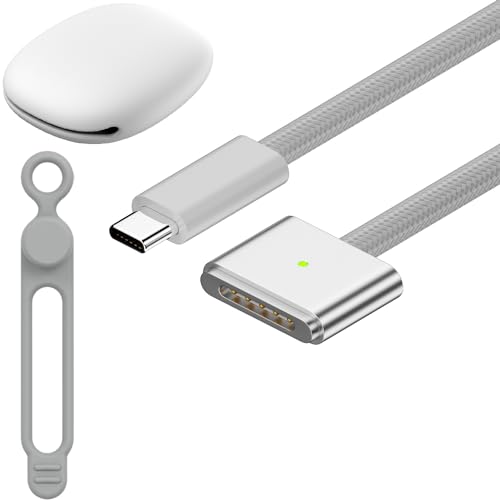 korllo USB-C auf Mag-Safe 3 Kabel 1m/3.3ft, Weiß, mit Kabelbandhalter Lanyard, kompatibel mit MagSafe 3 Short Cord Silver MacBook Pro 14" 15" 16" 2021 2022 2023 Air M1 M2 M3 von korllo