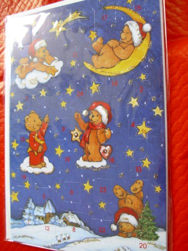 Adventskalender Karte mit Bären Weihnachtskarte Weihnachten Heiligenacht Heiligerabend Christkind X-Mas Adventskalender Karte mit Umschlag (weiß) = 1 STück von korsch
