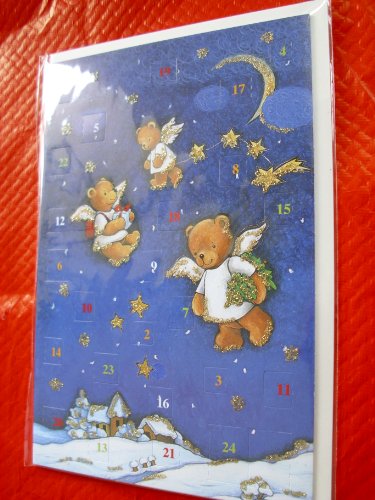 Adventskalender Karte mit Bären Weihnachtskarte Weihnachten Heiligenacht Heiligerabend Christkind X-Mas Adventskalender Karte mit Umschlag (weiß) 1 Stück von korsch