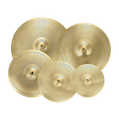 kowaku 5 Stück Low Volumen -Becken Pack 14 "Hi Hut 16" Crash 18 '"Rash 20" Ride Professional Schlagzeuger, der für den Probenraum übt, Gelb kowaku 5 Stück Low Volumen -Becken Pack 14 "Hi Hut 16" Crash 18 '"Rash 20" Ride Professional Schlagzeuger, der für den Probenraum übt, Gelb von kowaku